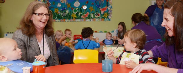 Staff with children at nursery