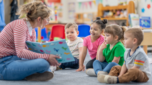 children listening to story